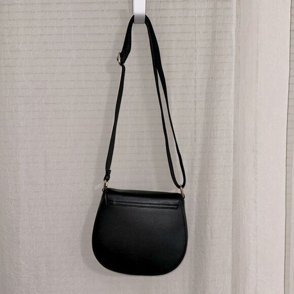 Ted Baker Darcell Black Faux Leather Gold Tone Logo Textured Grosgrain Strap Bag - Picture 2 of 16